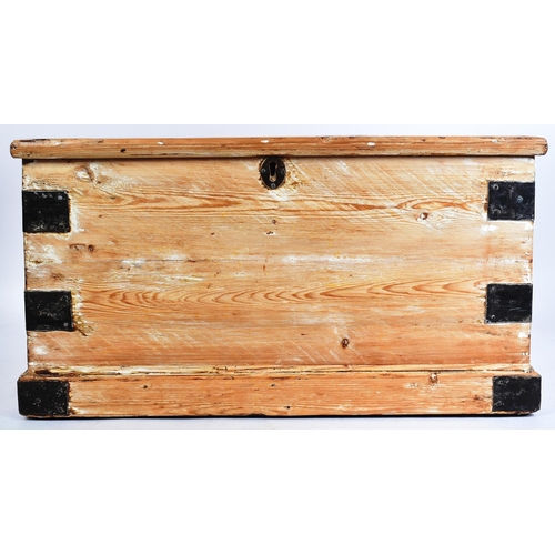 159 - A 19th century Victorian pine blanket box of small proportions. Stripped pine construction with ebon... 