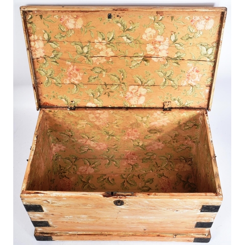 159 - A 19th century Victorian pine blanket box of small proportions. Stripped pine construction with ebon... 