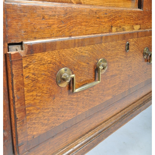 165 - An 18th century George III country oak & cross banded mahogany mule coffer chest. Of large form, rai... 