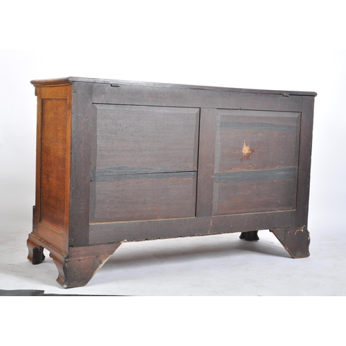 165 - An 18th century George III country oak & cross banded mahogany mule coffer chest. Of large form, rai... 