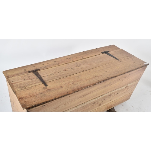 172 - A late 19th century Victorian pine dough bin of tapering form. The chest having a three quarter hing... 