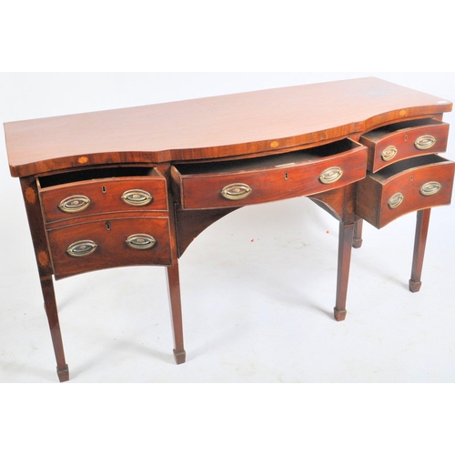 174 - A George III early 19th century mahogany inlaid serpentine front sideboard credenza / serving board.... 