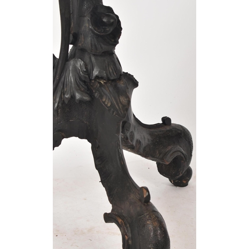 18 - A 19th century Italian ebonised pine torchere bust / plant stand. Shaped top with carved detailing t... 