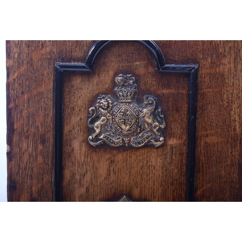 181 - A late Victorian 19th century oak humidor / table smoking cabinet. The humidor having twin panelled ... 