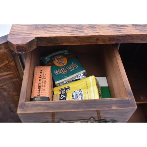 181 - A late Victorian 19th century oak humidor / table smoking cabinet. The humidor having twin panelled ... 