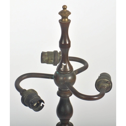 185 - An Italian 19th century Rococo style grand tour bronze floor lamp base. The lamp having a finial ato... 