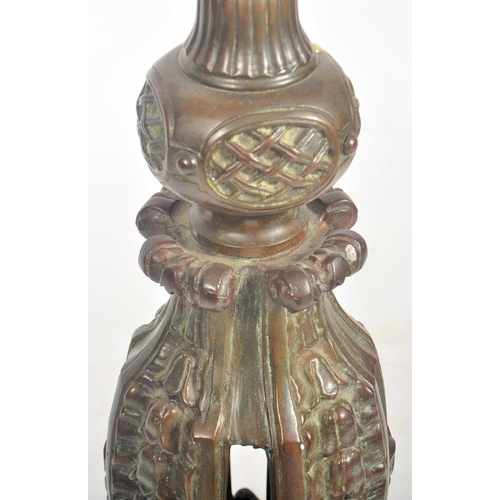 185 - An Italian 19th century Rococo style grand tour bronze floor lamp base. The lamp having a finial ato... 