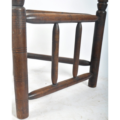 191 - A Victorian 19th century carved oak Warwick design turner's chair. The chair with a chip carved back... 