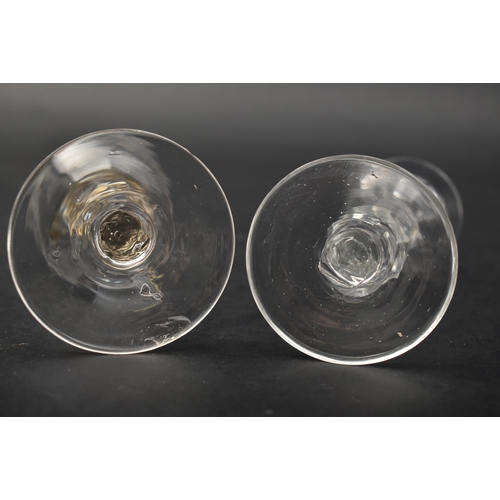 197 - Two George III 18th century circa 1780s crystal hand cut faceted stem cordial glasses. The lot compr... 