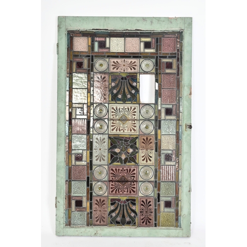 21 - A large 19th century Victorian Aesthetic movement stained glass window panel.  The leaded and staine... 