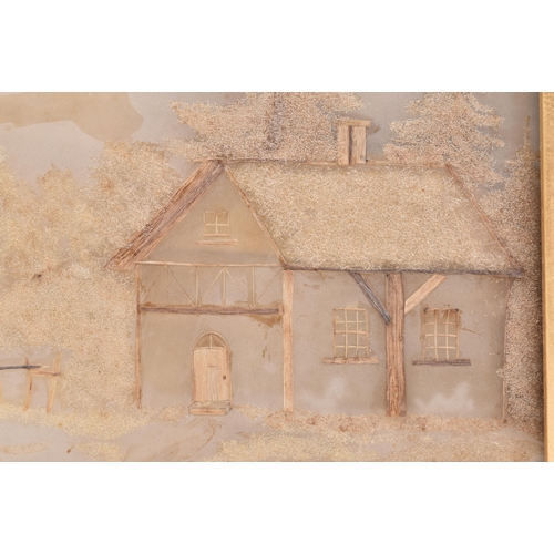 218 - A Victorian 19th century circa 1860 framed human hair on glass diorama titled 'Hiver'. The pictured ... 