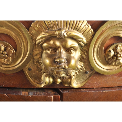 222 - A French Louis XV kingwood & gilt ormolu bombe fronted marble top cupboard dresser. The cupboard hav... 