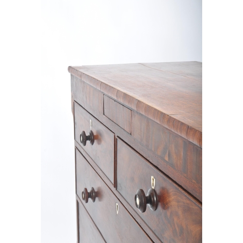 257 - A 19th century Victorian flame mahogany Scottish large chest of drawers. The chest being raised on b... 