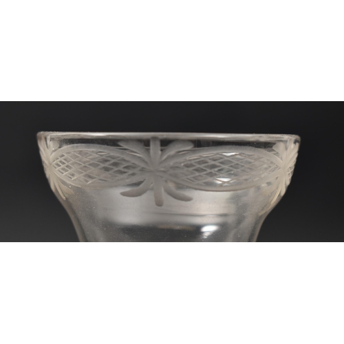 259 - A George II mid 18th century circa 1755 crystal single series opaque twist etched wine glass. Etched... 