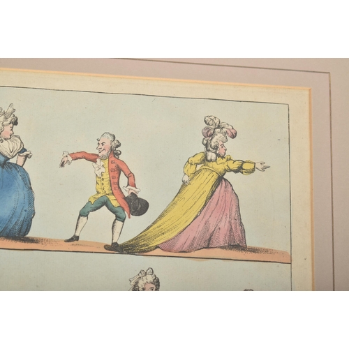 265 - After Henry W. Bunbury - 'A Long Minuet [as Danced at Bath]' - a late 18th century hand coloured eng... 