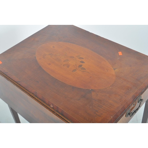 268 - A George III 18th century mahogany cross-banded drop leaf Pembroke side table. The table having a cr... 