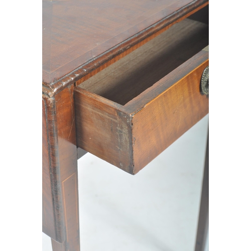 268 - A George III 18th century mahogany cross-banded drop leaf Pembroke side table. The table having a cr... 