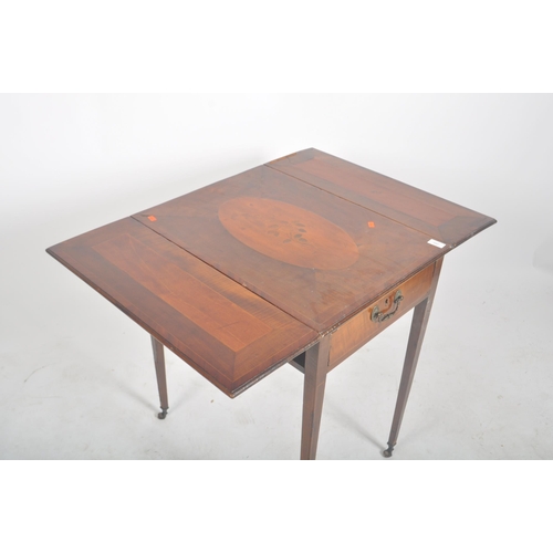 268 - A George III 18th century mahogany cross-banded drop leaf Pembroke side table. The table having a cr... 