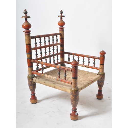 274 - A 19th century traditional Indian / Punjabi high class Pidha marriage chair. The chair of low form c... 