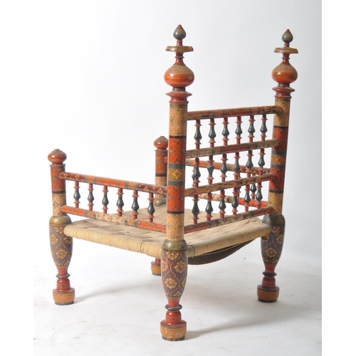 274 - A 19th century traditional Indian / Punjabi high class Pidha marriage chair. The chair of low form c... 