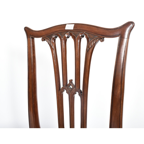 283 - A George III 18th century mahogany Chippendale upholstered dining chair. The chair having shell carv... 