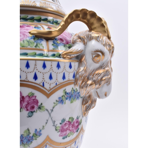 289 - An early 20th century circa 1902 German Continental Dresden fine bone china / porcelain ram handled ... 