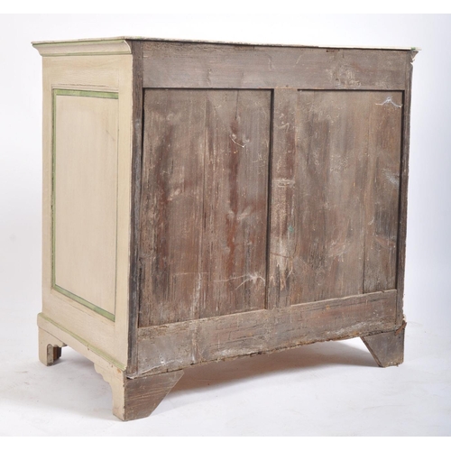 297 - A late 19th century French painted oak commode two over three chest of drawers. The chest having a f... 