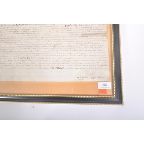 307 - A mid-late 17th century indenture made between John Sharpe of Inner Temple, London, William Richards... 