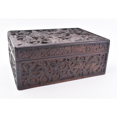 31 - Jiaqing early 19th century Chinese hardwood casket / box. The hand carved Chinese dark wooden casket... 