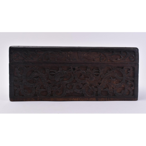 31 - Jiaqing early 19th century Chinese hardwood casket / box. The hand carved Chinese dark wooden casket... 