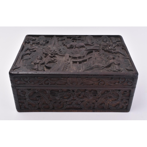 31 - Jiaqing early 19th century Chinese hardwood casket / box. The hand carved Chinese dark wooden casket... 