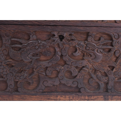 31 - Jiaqing early 19th century Chinese hardwood casket / box. The hand carved Chinese dark wooden casket... 