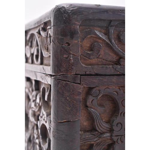 31 - Jiaqing early 19th century Chinese hardwood casket / box. The hand carved Chinese dark wooden casket... 