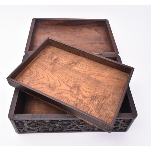 31 - Jiaqing early 19th century Chinese hardwood casket / box. The hand carved Chinese dark wooden casket... 