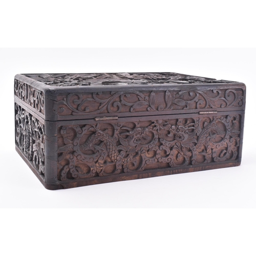 31 - Jiaqing early 19th century Chinese hardwood casket / box. The hand carved Chinese dark wooden casket... 