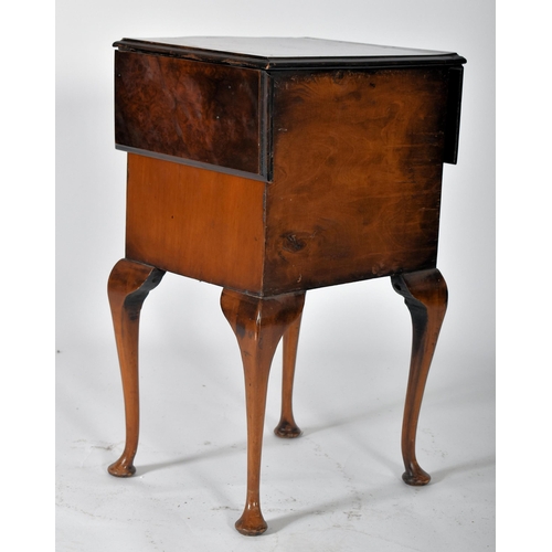 318 - A small early 20th century circa 1920s Queen Anne Revival walnut veneered drop leaf side table. The ... 