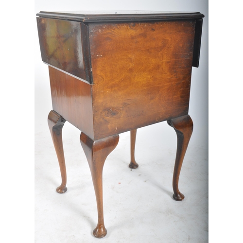 318 - A small early 20th century circa 1920s Queen Anne Revival walnut veneered drop leaf side table. The ... 