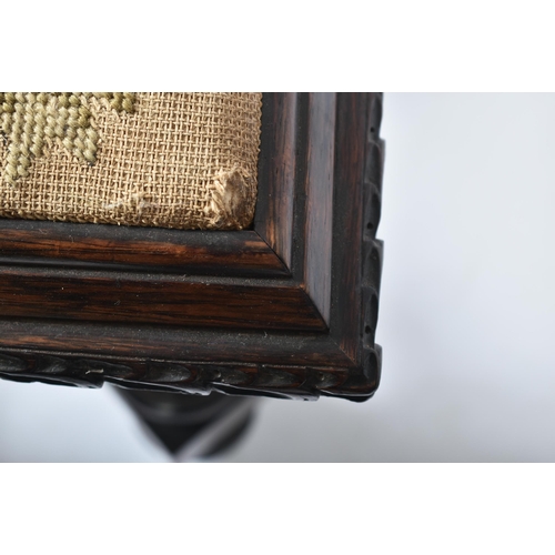 323 - A late 19th century Anglo-Indian Jacobean Revival style Colonial carved rosewood ottoman stool. The ... 