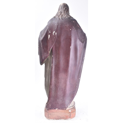 338 - A 20th century hand painted plaster / gesso religious figure of an arm-less Jesus with Sacred Heart.... 