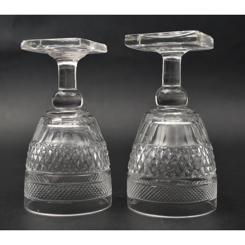 361 - A pair of late Regency era - early Victorian mid 19th century crystal hand cut wine drinking glasses... 