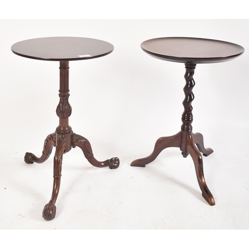 362 - Two late 19th century / early 20th century mahogany tripod wine side occasional tables. The lot comp... 