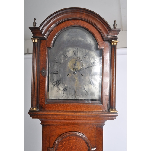 365 - A George III early 19th century oak cased Jonathan Godden of Malling longcase grandfather's clock. C... 