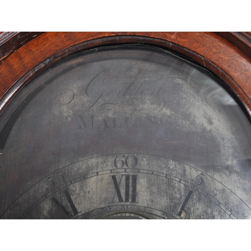 365 - A George III early 19th century oak cased Jonathan Godden of Malling longcase grandfather's clock. C... 