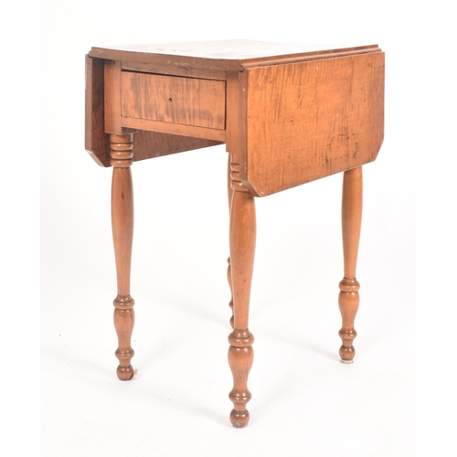 37 - An early 19th century American Boston maple wood single drawer drop leaf side table. The table of si... 