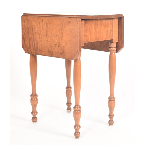 37 - An early 19th century American Boston maple wood single drawer drop leaf side table. The table of si... 