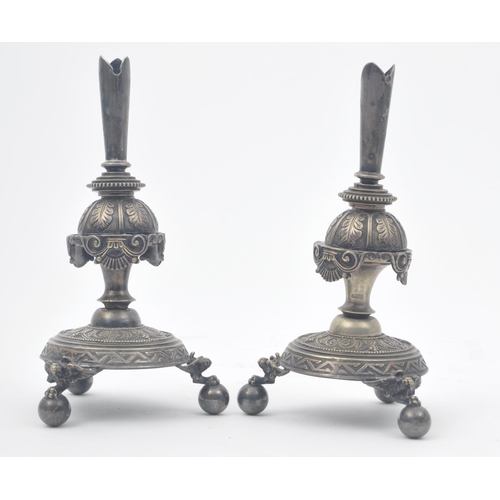 373 - A pair of late 19th century Victorian silver plate candlestick holders / stands. The candlesticks of... 