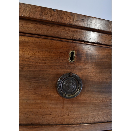 375 - A George III 18th century mahogany bow front chest of drawers. The chest having a straight top over ... 