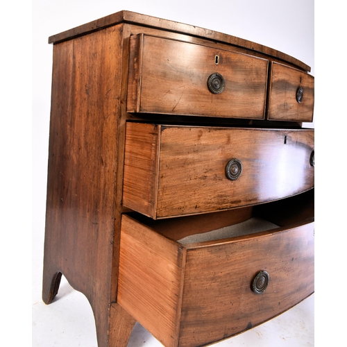 375 - A George III 18th century mahogany bow front chest of drawers. The chest having a straight top over ... 