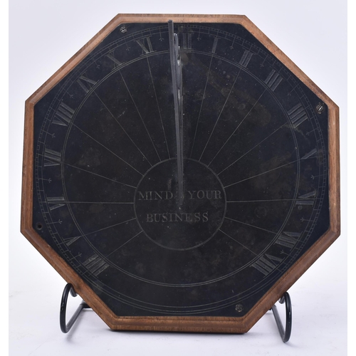 380 - An 18th century circa 1780-90 American bronze sundial. The sun dial of octagonal form with shaped po... 