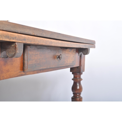 387 - A large Victorian 19th century walnut extending farmhouse refectory dining table. The table having a... 